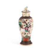 A 19TH CENTURY CHINESE CRACKLEWARE VASE AND COVER