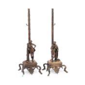 A PAIR OF 19TH CENTURY FRENCH BRONZE TABLE LAMPS CIRCLE OF FERDINAND BARBEDIENNE, AFTER THE ANTIQUE