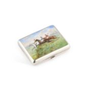 A VICTORIAN SILVER AND ENAMEL CIGARETTE CASE