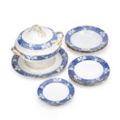 A SPODE 'CRACKED ICE PRUNUS' PATTERN PARTIAL DINNER SERVICE