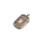 A NORWEGIAN SILVER-GILT AND ENAMEL VESTA CASE