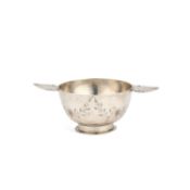 A SCANDINAVIAN SILVER TWO-HANDLED BOWL