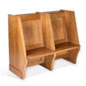 ROBERT THOMPSON OF KILBURN, A MOUSEMAN OAK WING-BACK DOUBLE HALL SEAT