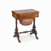A VICTORIAN INLAID BURR WALNUT WORK TABLE