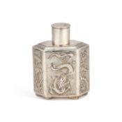 A CHINESE SILVER TEA CADDY