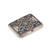 A RUSSIAN SILVER AND ENAMEL CIGARETTE CASE