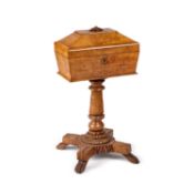 A 19TH CENTURY BURR ASH TEAPOY