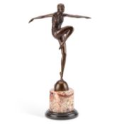 AN ART DECO STYLE BRONZE FIGURE OF A DANCER