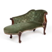 A VICTORIAN ROSEWOOD CHAISE LONGUE