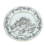 A CHINESE GRISAILLE-DECORATED PORCELAIN PLATE