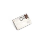 AN EARLY 20TH CENTURY AMERICAN STERLING SILVER AND ENAMEL NOVELTY STAMP CASE