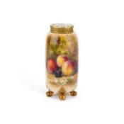 A ROYAL WORCESTER FRUIT PAINTED VASE SIGNED RICKETTS