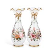 A PAIR OF 19TH CENTURY OPALINE GLASS VASES