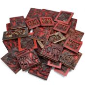 A COLLECTION OF CHINESE CARVED AND LACQUERED PANELS PROBABLY FROM A BED, 19TH/20TH CENTURY