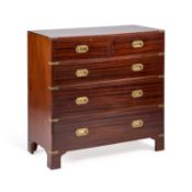 A BRASS-MOUNTED MAHOGANY CAMPAIGN TYPE CHEST