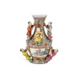A CHINESE FAMILLE ROSE PORCELAIN WALL VASE