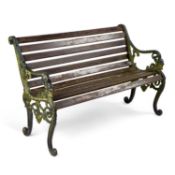 A PAINTED METAL GARDEN BENCH
