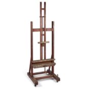 AN ENGLISH OAK ARTIST'S ADJUSTABLE STUDIO EASEL EARLY 20TH CENTURY