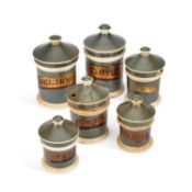 A SET OF SIX 19TH CENTURY APOTHECARY JARS