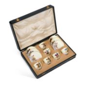 A ROYAL WORCESTER COFFEE SERVICE EACH PIECE SIGNED E. BARKER