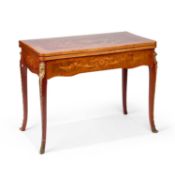 A CONTINENTAL FLORAL MARQUETRY FOLDOVER GAMES TABLE