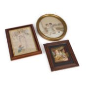 A GILT-FRAMED SILKWORK PICTURE