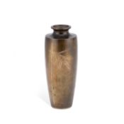 A JAPANESE SILVER INLAID BRONZE VASE EARLY 20TH CENTURY