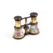 A PAIR OF LATE 19TH CENTURY FRENCH ENAMEL OPERA GLASSES