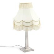 A GEORGE V SILVER COLUMNAR TABLE LAMP