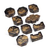 A GROUP OF TEN CHINESE LACQUER BOXES LATE 19TH/ EARLY 20TH CENTURY
