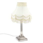 A VICTORIAN SILVER CORINTHIAN COLUMN TABLE LAMP