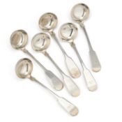 A SET OF SIX VICTORIAN SCOTTISH SILVER TODDY LADLES