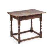 AN 18TH CENTURY OAK AND ELM SIDE TABLE