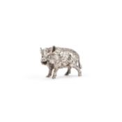 AN ITALIAN CAST SILVER MODEL OF A WILD BOAR