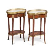 A PAIR OF LOUIS XVI STYLE GILT-METAL MOUNTED AND MARBLE-TOPPED RENIFORM OCCASIONAL TABLES