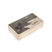 A FINE JAPANESE SILVER AND MIXED METAL CIGARETTE BOX MEIJI PERIOD (1868-1912)