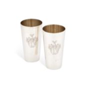 A PAIR OF GERMAN SILVER BEAKERS