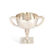 A CHINESE SILVER TWO-HANDLED CUP
