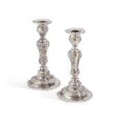 A PAIR OF 19TH CENTURY FRENCH SILVER CANDLESTICKS