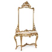 A ROCOCO REVIVAL CONSOLE TABLE AND MIRROR