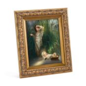 A GERMAN PORCELAIN PLAQUE PAINTED IN THE THALLMAIER WORKSHOP, LATE 19TH CENTURY