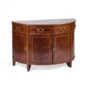 A GEORGE III INLAID MAHOGANY DEMILUNE COMMODE