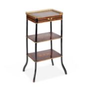 A 19TH CENTURY CONTINENTAL GILT-METAL MOUNTED AND INLAID ETAGERE