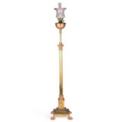 AN EARLY 20TH CENTURY BRASS CORINTHIAN COLUMN ADJUSTABLE STANDARD LAMP