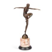AN ART DECO STYLE BRONZE FIGURE OF A DANCER
