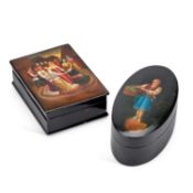 TWO RUSSIAN LACQUERED PAPIER-MÂCHÉ BOXES