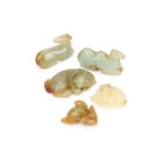 FIVE CHINESE JADE TOGGLES