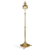 AN EARLY 20TH CENTURY BRASS ADJUSTABLE STANDARD LAMP