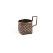 A LATE 19TH CENTURY RUSSIAN SILVER TROMPE L'OEIL CUP