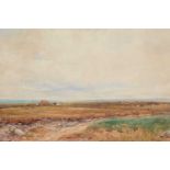 CLAUDE HAYS (1852-1922) MOOR LANDSCAPE WITH HAY CART